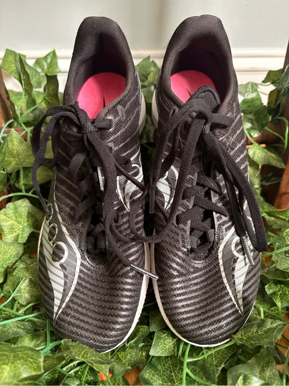 Saucony Black Athletic Sneakers with Pink Insoles